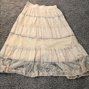 Long cream colored lace skirt